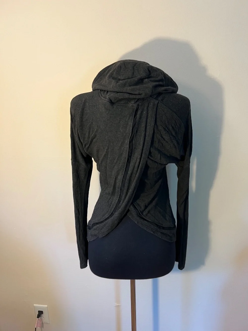 Alo Yoga Black and Gray Draped Back Sweater